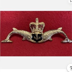 Royal Navy submarine service dolphin anchor pin, vintage.